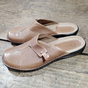 Clarks Artisan Sz 10M Mule Slip On Shoes Brown Slide Leather VGC